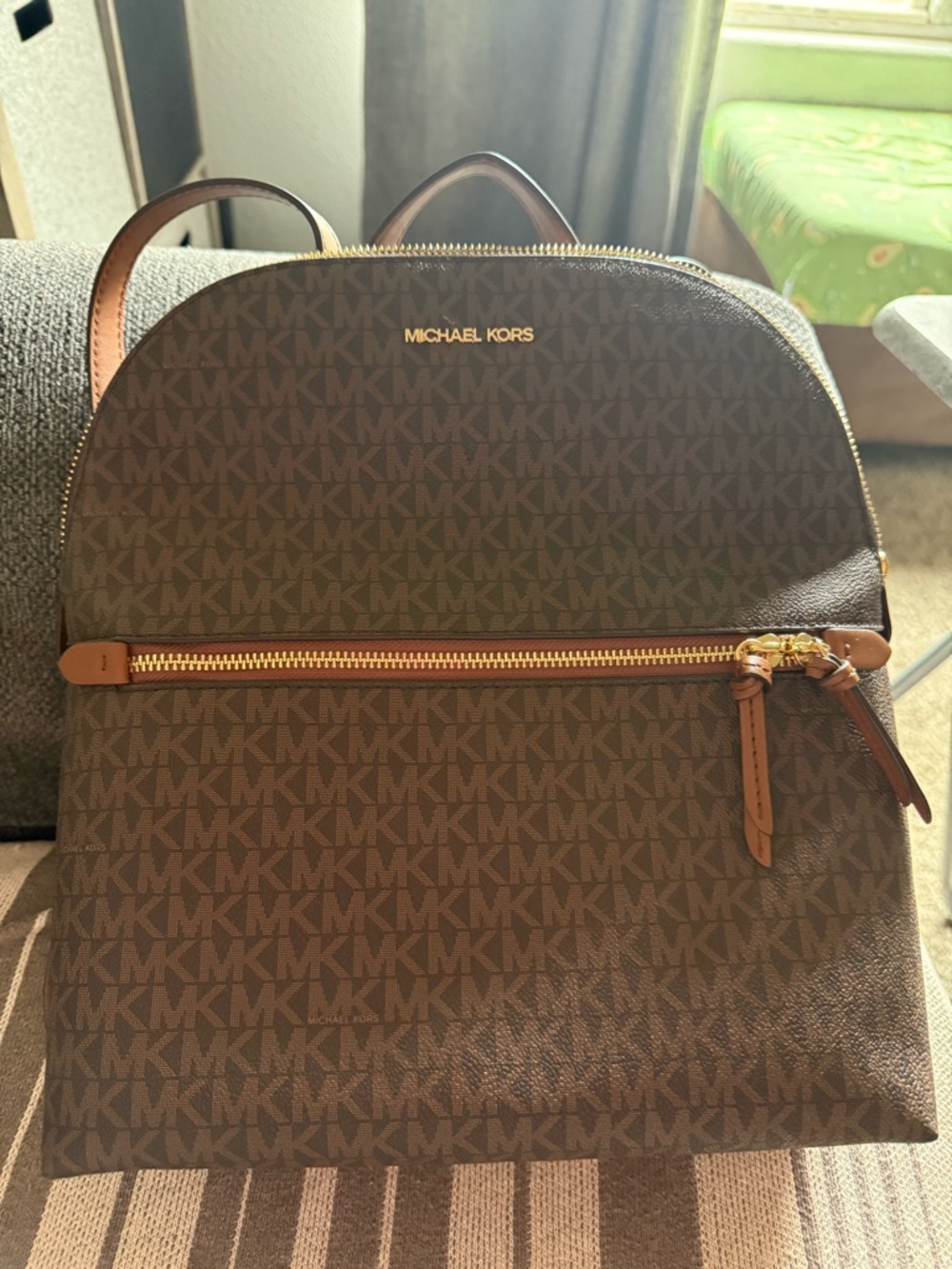 Michael Kors  Brown Signature Logo Backpack And Wallet!